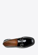 Patent leather loafers with glistening buckle, black, 97-D-505-1C-40, Photo 5