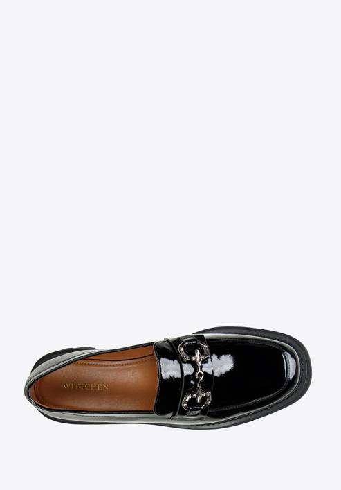 Patent leather loafers with glistening buckle, black, 97-D-505-1C-39, Photo 5