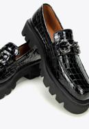 Patent leather loafers with glistening buckle, black-graphite, 97-D-505-1C-40, Photo 8