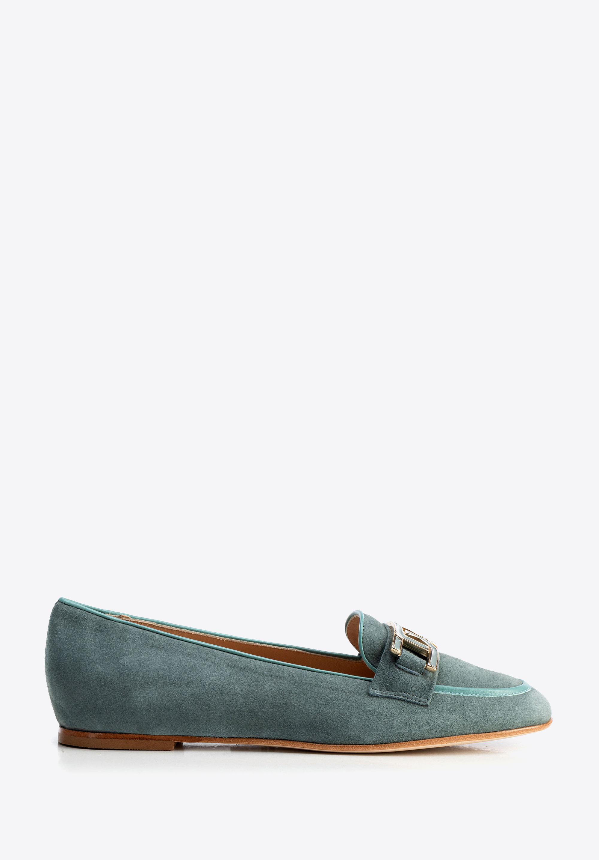 Women's flat leather loafers, blue, 100-D-104-7-41, Photo 1