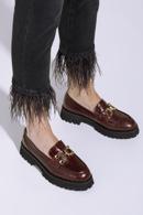 Women's leather moccasins with a metal buckle, burgundy, 95-D-518-8-37, Photo 15