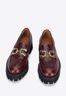Women's leather moccasins with a metal buckle, burgundy, 95-D-518-8-37, Photo 2