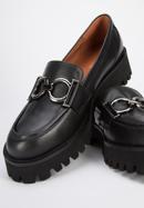 Women's leather moccasins with a metal buckle, black, 95-D-517-3-36, Photo 7