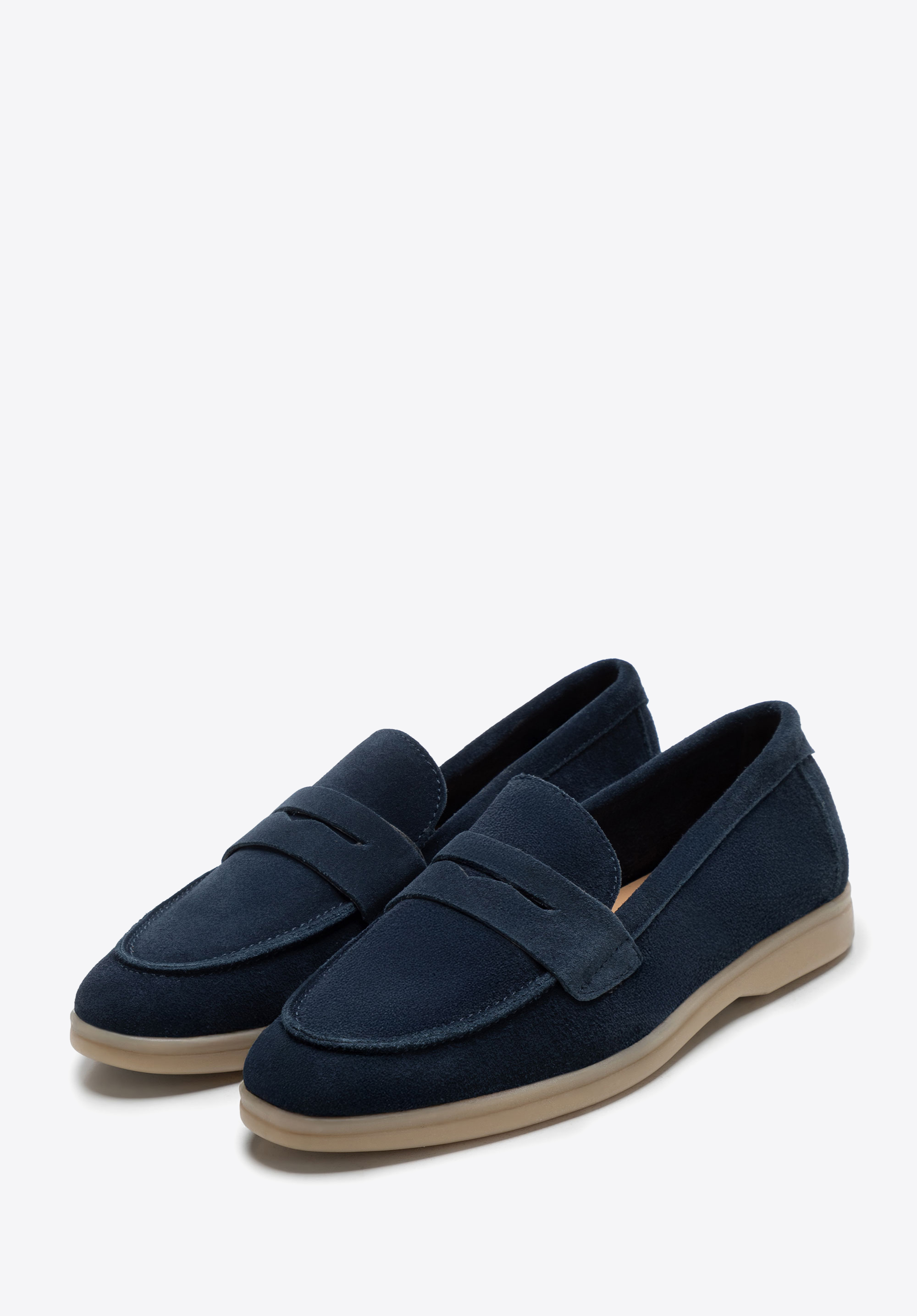 Women's classic suede loafers, navy blue, 100-D-401-N-39, Photo 1