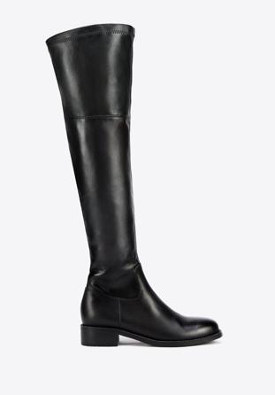 Women's leather over the knee boots, black, 95-D-514-1-36, Photo 1