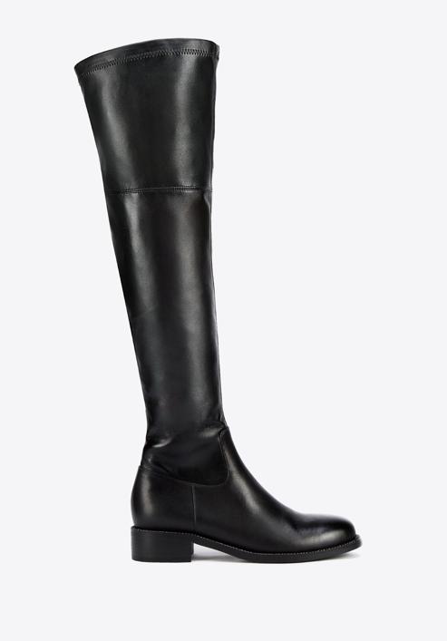 Women's leather over the knee boots, black, 95-D-514-1-39, Photo 1