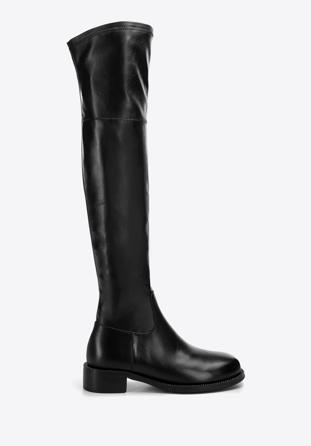 Women's leather over the knee boots, black, 97-D-503-1-37, Photo 1