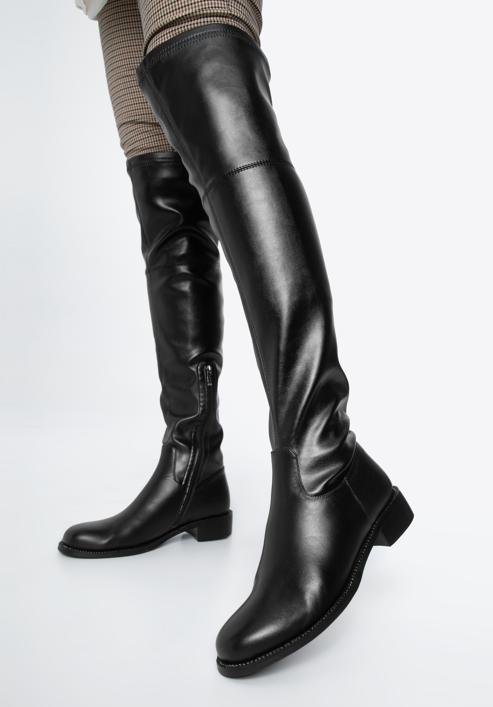 Women's leather over the knee boots, black, 97-D-503-1-37, Photo 15