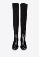 Women's leather over the knee boots with chain detail, black, 95-D-503-1-37, Photo 3