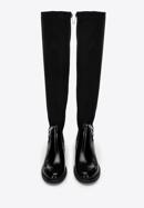 Women's leather over the knee boots with chain detail, black, 97-D-501-1L-35, Photo 3