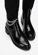 Women's leather over the knee boots with chain detail, black, 97-D-501-1L-36, Photo 7