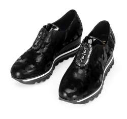 Damskie sneakersy metaliczne na platformie, czarno - srebrny, 92-D-656-S-37, Zdjęcie 1