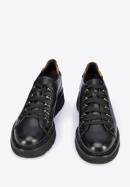 Leather fashion flatform trainers, black, 95-D-101-1-36, Photo 2