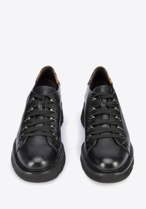 Leather fashion flatform trainers, black, 95-D-101-1-36, Photo 3