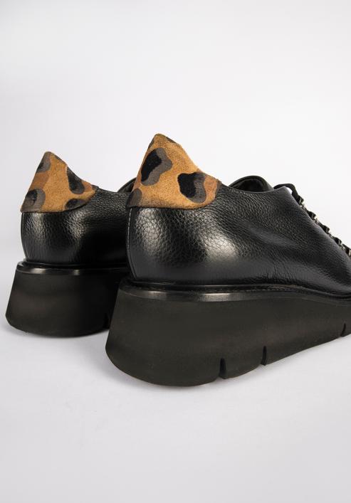Leather fashion flatform trainers, black, 95-D-101-1-38, Photo 7