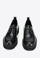 Croc-embossed leather lace up shoes, black, 95-D-522-3-37, Photo 2