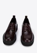 Croc-embossed leather lace up shoes, burgundy, 95-D-522-1-40, Photo 2
