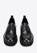 Croc-embossed leather lace up shoes, black, 95-D-522-1-38, Photo 3