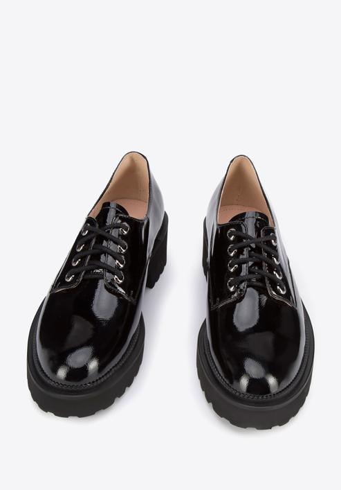 Women's patent leather lace up shoes, black, 95-D-521-1-41, Photo 2