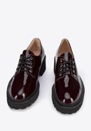 Women's patent leather lace up shoes, burgundy, 95-D-521-3-39, Photo 2