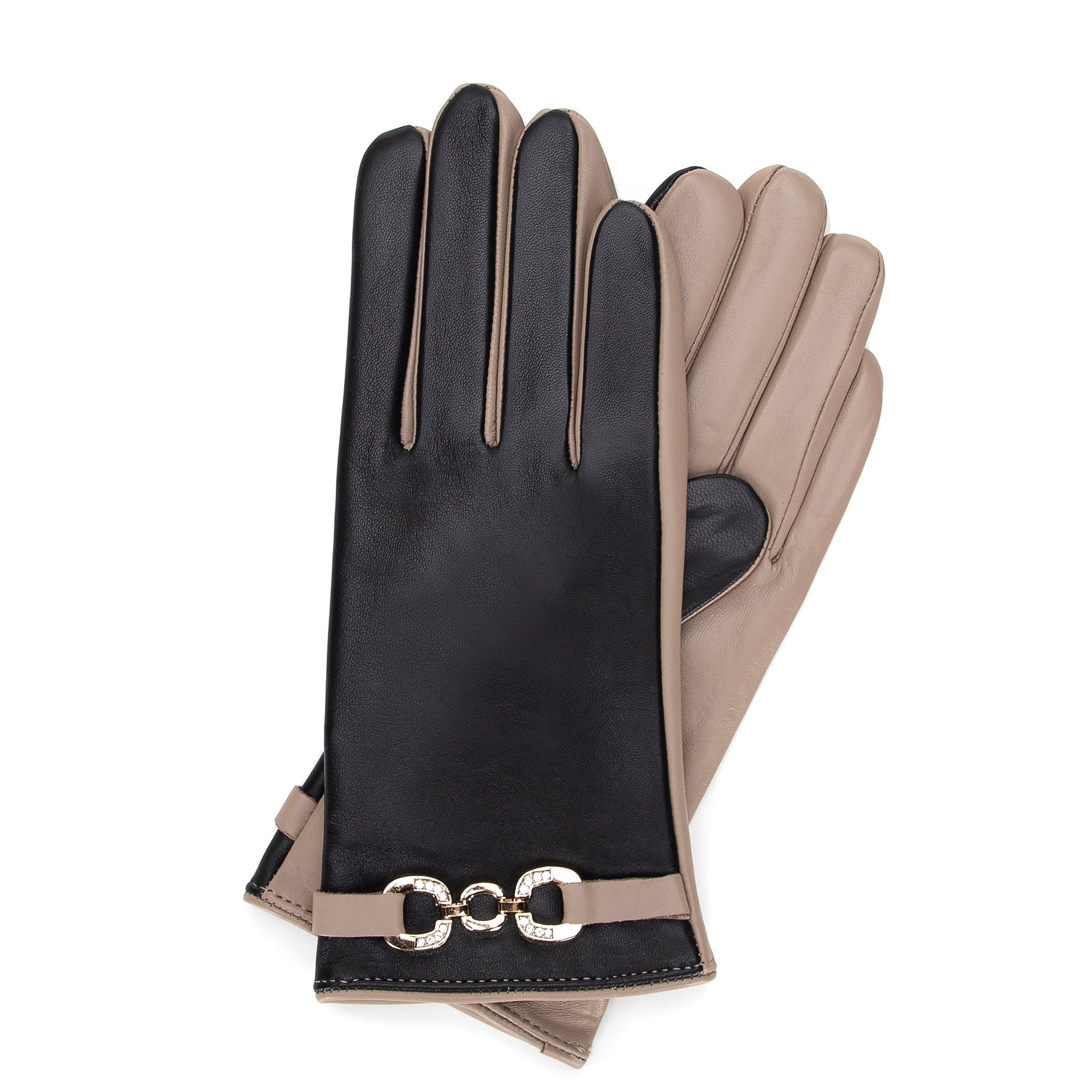 Dámske kožené rukavice čierno-béžové – elegantný doplnok v modernom štýle