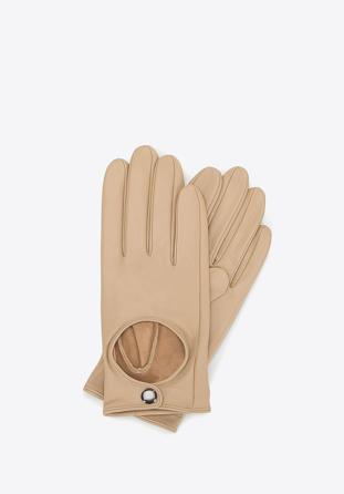 Damskie rękawiczki samochodowe proste, beżowy, 46-6A-003-9-L, Zdjęcie 1
