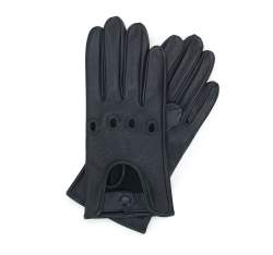 Damskie rękawiczki samochodowe z obszytymi dziurkami, czarny, 46-6A-004-1-L, Zdjęcie 1