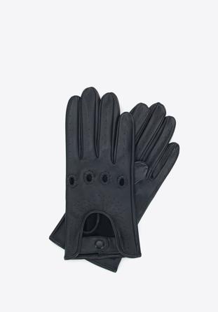 Damskie rękawiczki samochodowe z obszytymi dziurkami, czarny, 46-6A-004-1-S, Zdjęcie 1