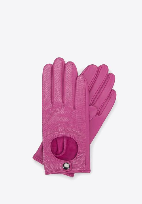 Women's animal effect leather driving gloves, pink, 46-6A-003-2-S, Photo 1