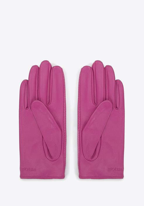 Damskie rękawiczki samochodowe ze skóry lizard, różowy, 46-6A-003-1-M, Zdjęcie 2