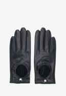 Damskie rękawiczki samochodowe ze skóry lizard, czarny, 46-6A-003-2-M, Zdjęcie 3