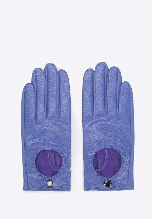 Damskie rękawiczki samochodowe ze skóry lizard, fioletowy, 46-6A-003-2-M, Zdjęcie 3