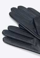 Damskie rękawiczki samochodowe ze skóry lizard, czarny, 46-6A-003-2-M, Zdjęcie 4
