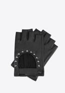 Damskie rękawiczki skórzane bez palców z nitami, czarny, 46-6-306-B-L, Zdjęcie 1