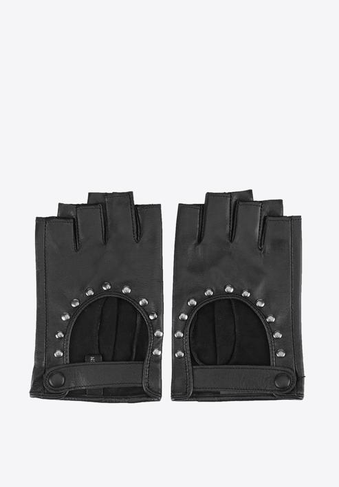 Damskie rękawiczki skórzane bez palców z nitami, czarny, 46-6-306-B-L, Zdjęcie 3