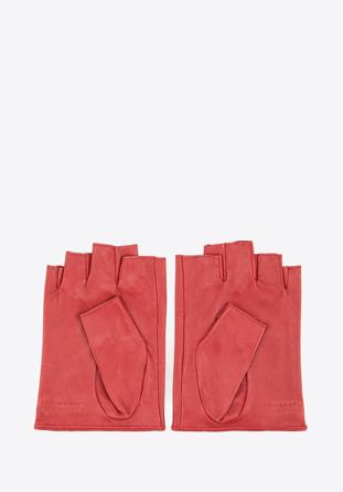 Damskie rękawiczki skórzane bez palców z perforacją, czerwony, 46-6-303-2T-M, Zdjęcie 1