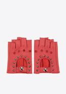 Damskie rękawiczki skórzane bez palców z perforacją, czerwony, 46-6-303-2T-M, Zdjęcie 3