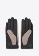 Damskie rękawiczki skórzane dwukolorowe, beżowo-czarny, 46-6-310-3-M, Zdjęcie 2