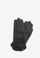 Damskie rękawiczki skórzane dziurkowane, czarny, 45-6-522-2T-S, Zdjęcie 1
