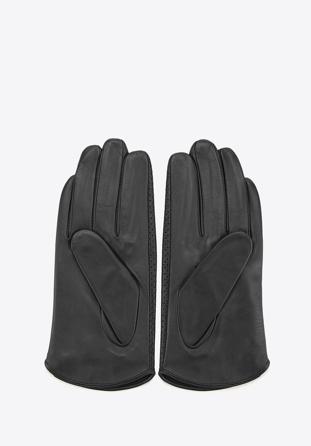 Damskie rękawiczki skórzane dziurkowane, czarny, 45-6-522-1-L, Zdjęcie 1
