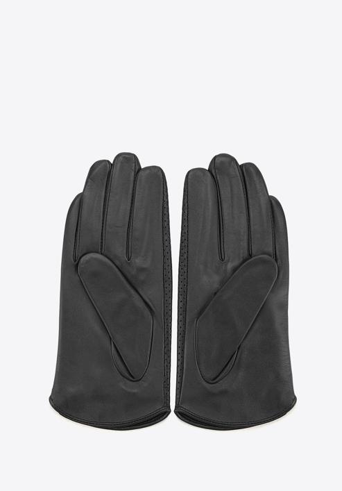 Damskie rękawiczki skórzane dziurkowane, czarny, 45-6-522-LB-S, Zdjęcie 2