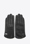 Damskie rękawiczki skórzane dziurkowane, czarny, 45-6-522-2T-S, Zdjęcie 3