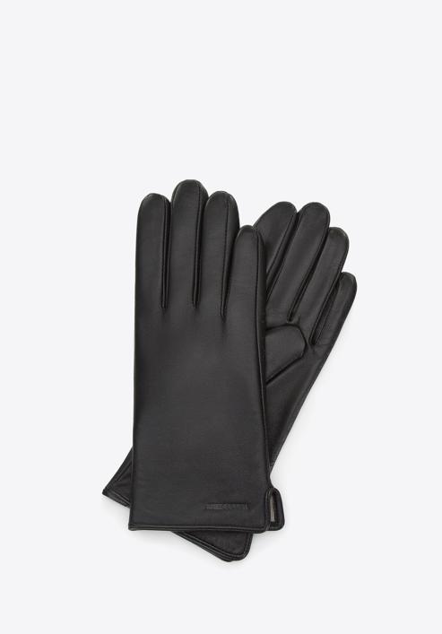 Damskie rękawiczki skórzane gładkie, czarny, 44-6A-003-1-L, Zdjęcie 1