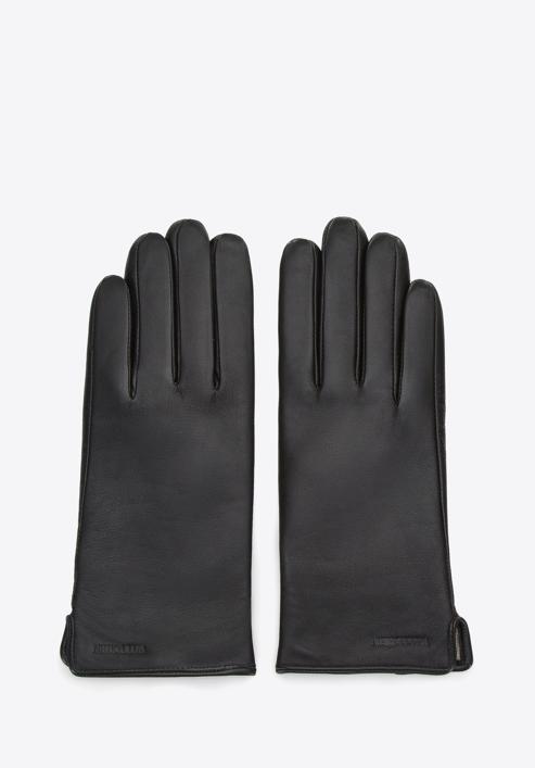 Damskie rękawiczki skórzane gładkie, czarny, 44-6A-003-2-M, Zdjęcie 2