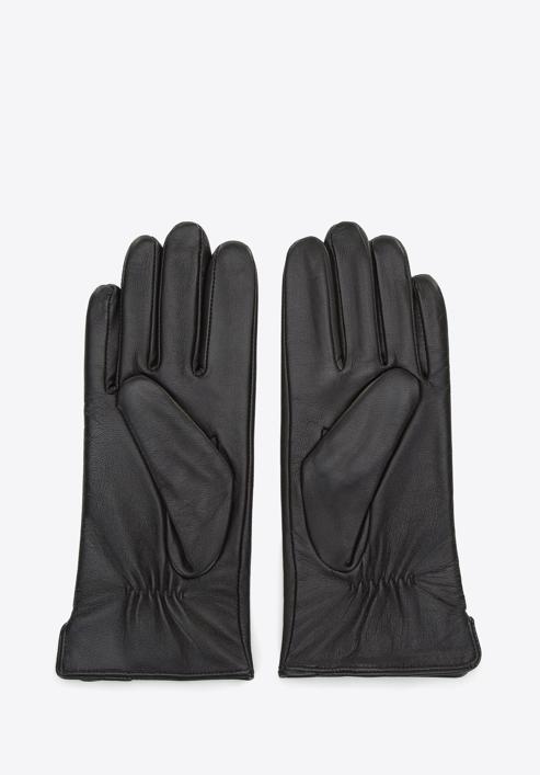 Damskie rękawiczki skórzane gładkie, czarny, 44-6A-003-5-S, Zdjęcie 3