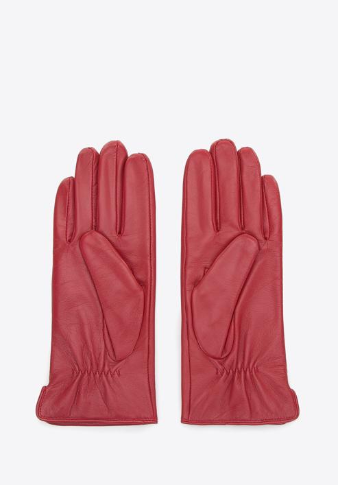 Damskie rękawiczki skórzane gładkie, czerwony, 44-6A-003-2-S, Zdjęcie 3