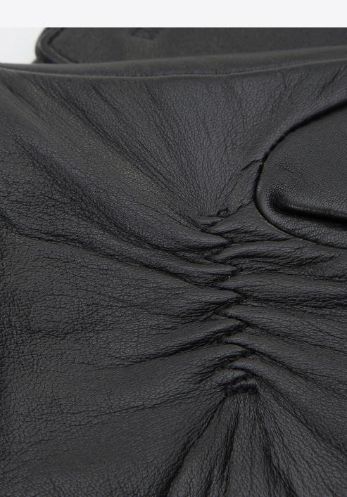 Damskie rękawiczki skórzane gładkie, czarny, 44-6A-003-1-L, Zdjęcie 4