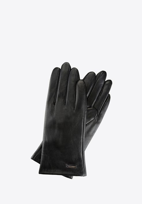 Damskie rękawiczki skórzane klasyczne, czarny, 39-6-500-1-X, Zdjęcie 1
