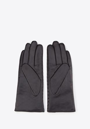 Damskie rękawiczki skórzane pikowane, czarny, 39-6-574-1-L, Zdjęcie 1