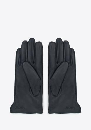 Damskie rękawiczki skórzane pikowane w zygzaki, czarny, 39-6A-008-1-L, Zdjęcie 1